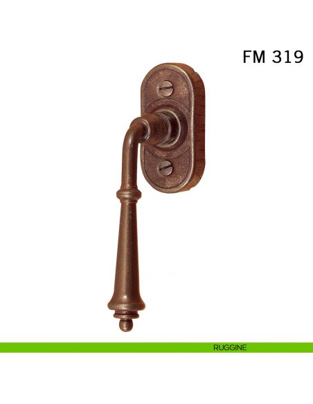Maniglia in ferro per finestra martellina DK FM 319 Il Forgiato ruggine