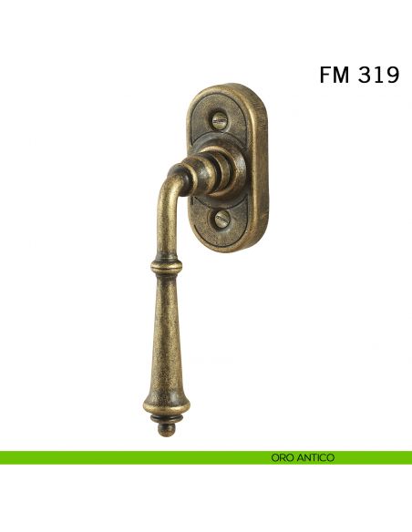 Maniglia in ferro per finestra martellina DK FM 319 Il Forgiato oro antico