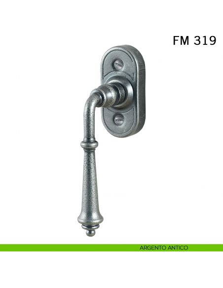 Maniglia in ferro per finestra martellina DK FM 319 Il Forgiato argento antico