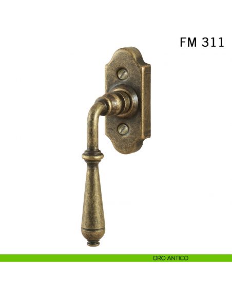 Maniglia in ferro per finestra martellina DK FM 311 Il Forgiato oro antico