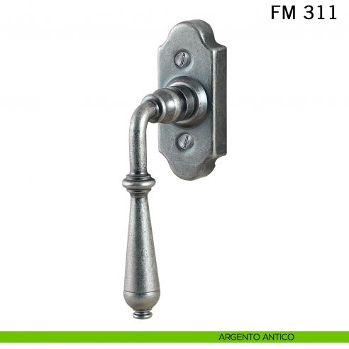 Maniglia in ferro per finestra martellina DK FM 311 Il Forgiato argento antico