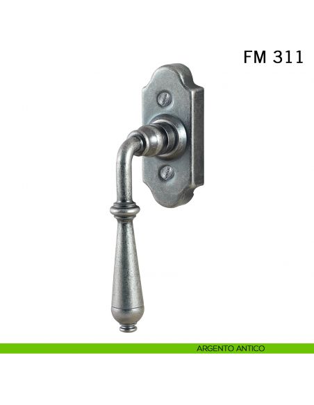 Maniglia in ferro per finestra martellina DK FM 311 Il Forgiato argento antico