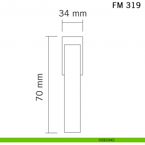 Maniglia in ferro per finestra martellina DK FM 319 Il Forgiato disegno