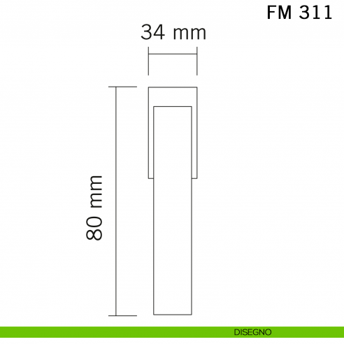 Maniglia in ferro per finestra martellina DK FM 311 Il Forgiato disegno