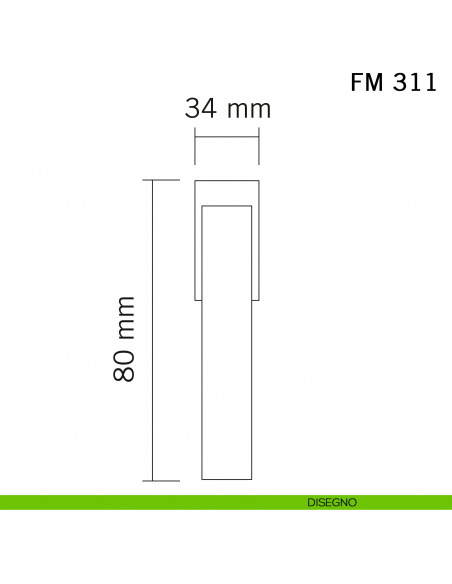 Maniglia in ferro per finestra martellina DK FM 311 Il Forgiato disegno