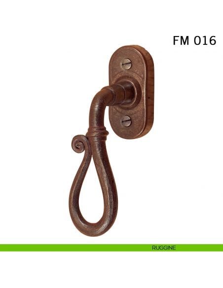 Maniglia in ferro per finestra martellina DK FM 016 Il Forgiato ruggine