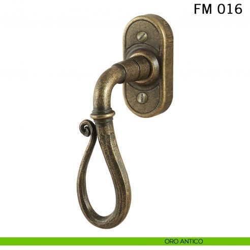 Maniglia in ferro per finestra martellina DK FM 016 Il Forgiato oro antico