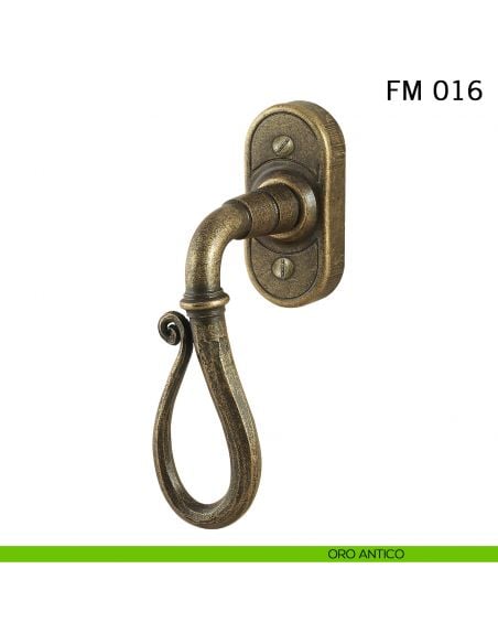 Maniglia in ferro per finestra martellina DK FM 016 Il Forgiato oro antico