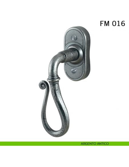 Maniglia in ferro per finestra martellina DK FM 016 Il Forgiato argento antico