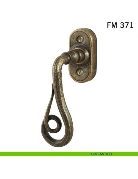 Maniglia in ferro per finestra martellina DK FM 311 Il Forgiato oro antico