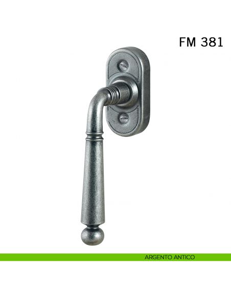 Maniglia in ferro per finestra martellina DK FM 381 Il Forgiato argento antico