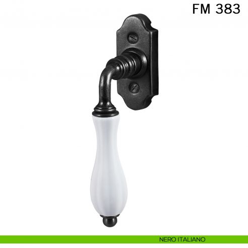 Maniglia porcellana e ferro per finestra martellina DK FM 383 Il Forgiato nero italiano