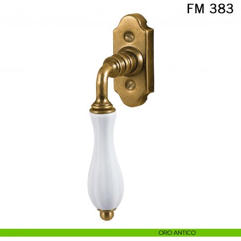 Maniglia porcellana e ferro per finestra martellina DK FM 383 Il Forgiato oro antico