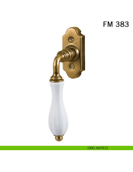 Maniglia porcellana e ferro per finestra martellina DK FM 383 Il Forgiato oro antico