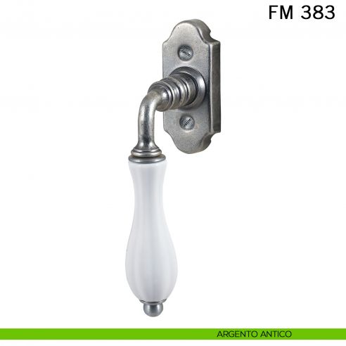 Maniglia porcellana e ferro per finestra martellina DK FM 383 Il Forgiato argento antico