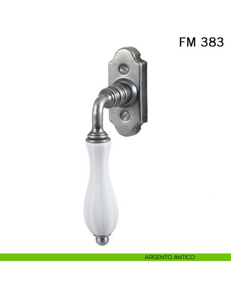 Maniglia porcellana e ferro per finestra martellina DK FM 383 Il Forgiato argento antico