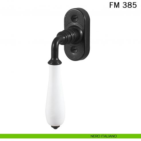 Maniglia porcellana e ferro per finestra martellina DK FM 385 Il Forgiato nero italiano
