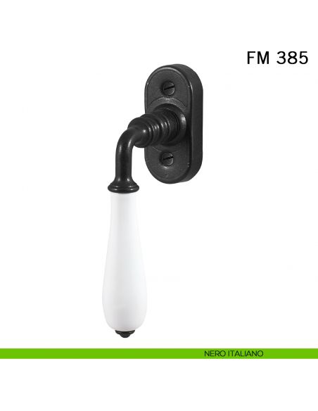 Maniglia porcellana e ferro per finestra martellina DK FM 385 Il Forgiato nero italiano