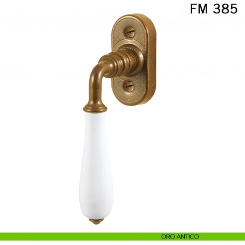 Maniglia porcellana e ferro per finestra martellina DK FM 385 Il Forgiato oro antico