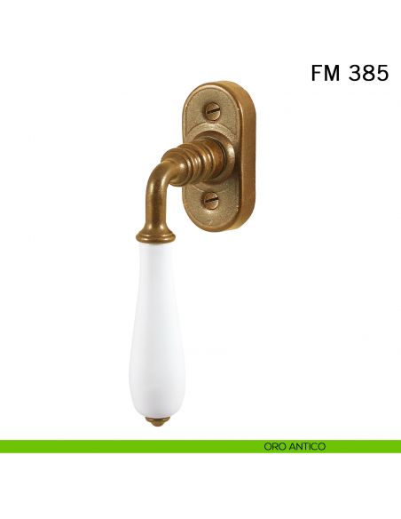Maniglia porcellana e ferro per finestra martellina DK FM 385 Il Forgiato oro antico