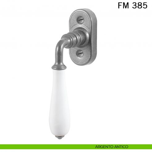 Maniglia porcellana e ferro per finestra martellina DK FM 385 Il Forgiato argento antico