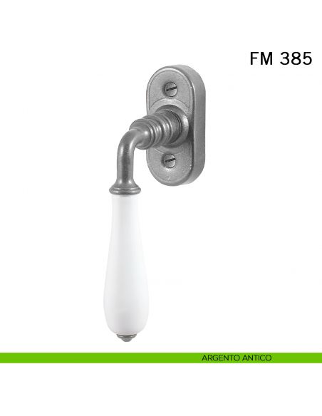 Maniglia porcellana e ferro per finestra martellina DK FM 385 Il Forgiato argento antico
