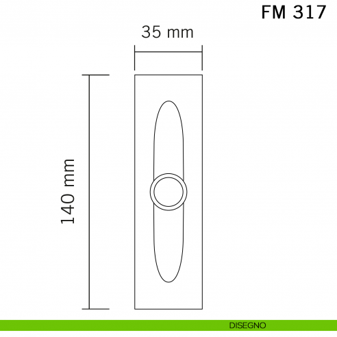 Maniglia in ferro per finestra cremonese FM 317 Il Forgiato disegno