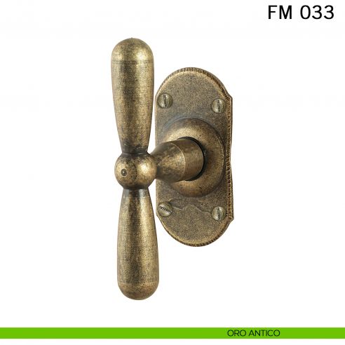 Maniglia in ferro per finestra martellina FM 033 Il Forgiato oro antico