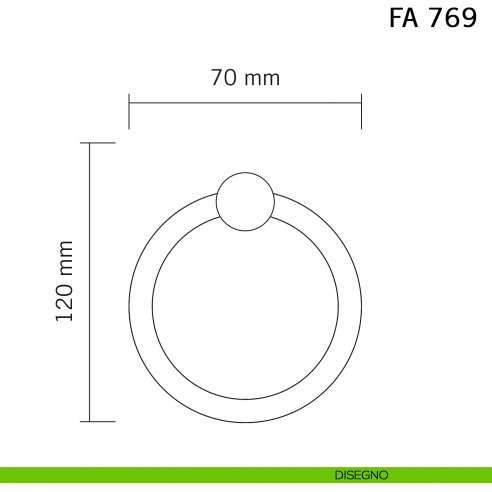 Battente in ferro per porta Pera FA 769.08 Il Forgiato misura 70x120 mm disegno