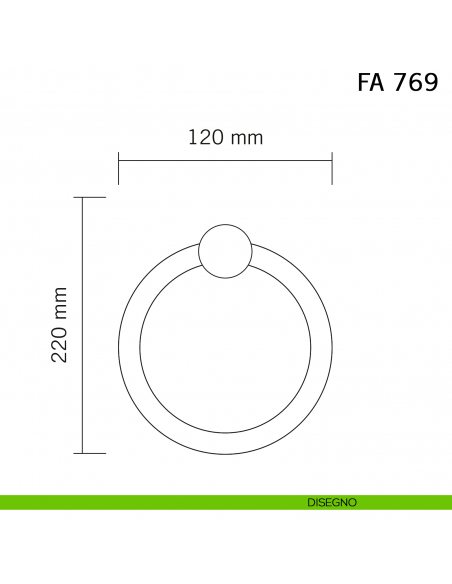 Battente in ferro per porta Pera FA 769.14 Il Forgiato misura 120x170 mm disegno