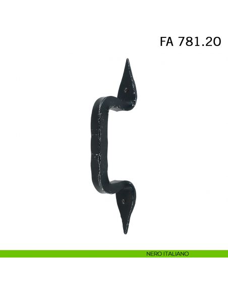Maniglione in ferro per porta dritto FA 781.20 Il Forgiato misura 200 mm nero italiano