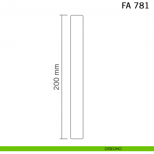 Maniglione in ferro per porta dritto FA 781.20 Il Forgiato misura 200 mm disegno