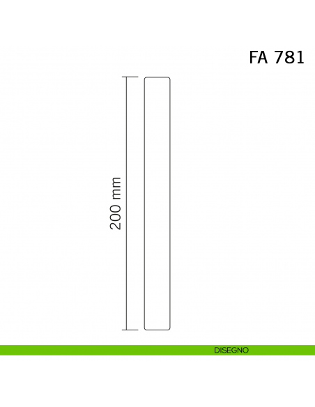 Maniglione in ferro per porta dritto FA 781.20 Il Forgiato misura 200 mm disegno