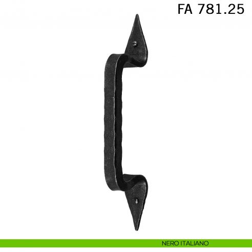 Maniglione in ferro per porta dritto FA 781.25 Il Forgiato misura 250 mm nero italiano
