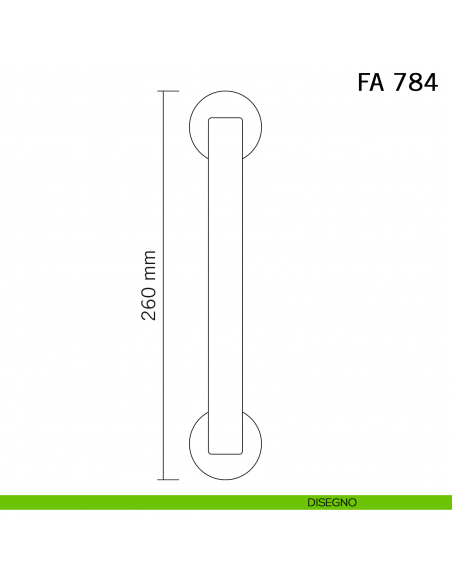 Maniglione in ferro per porta dritto FA 784 Il Forgiato misura 260 mm disegno
