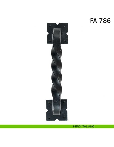 Maniglione in ferro per porta dritto FA 786 Il Forgiato misura 210 mm nero italiano