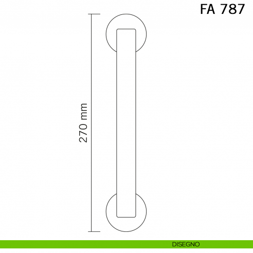 Maniglione in ferro per porta dritto FA 787 Il Forgiato misura 270 mm disegno