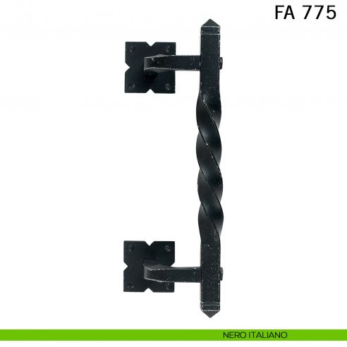 Maniglione in ferro per porta zancato FA 775 Il Forgiato misura 250 mm nero italiano