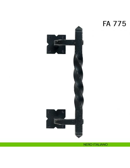 Maniglione in ferro per porta zancato FA 775 Il Forgiato misura 250 mm nero italiano