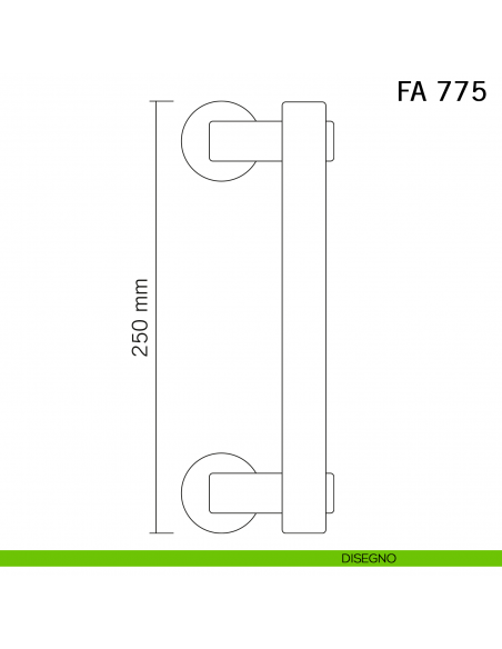 Maniglione in ferro per porta zancato FA 775 Il Forgiato misura 250 mm disegno