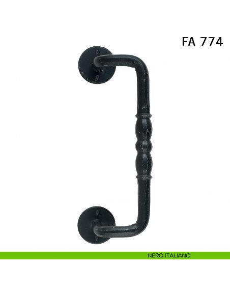 Maniglione in ferro per porta zancato FA 774 Il Forgiato misura 260 mm nero italiano