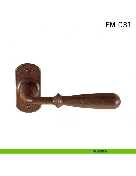 Maniglia in ferro per porta Il Forgiato FM 031 con rosetta ovale ruggine