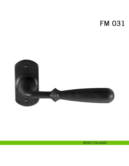 Maniglia in ferro per porta Il Forgiato FM 031 con rosetta ovale nero italiano