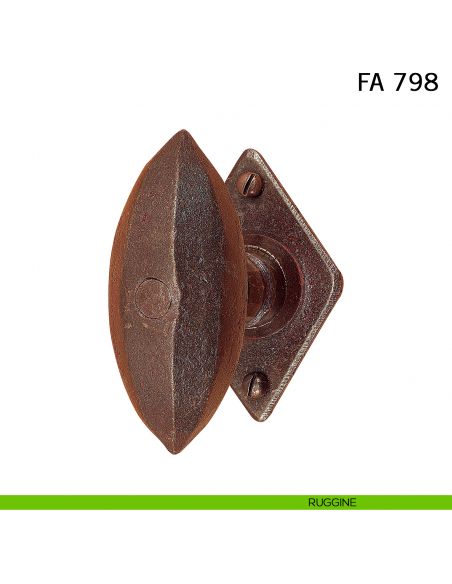 Pomolo ovale fisso in ferro per porta Il Forgiato FA 798 ruggine