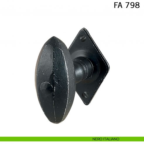 Pomolo ovale fisso in ferro per porta Il Forgiato FA 798 nero italiano