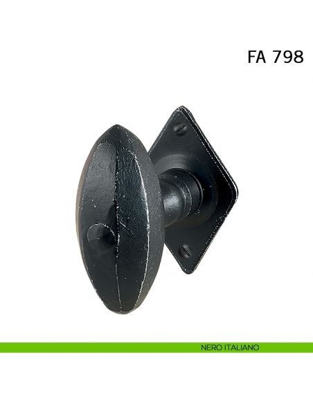 Pomolo ovale fisso in ferro per porta Il Forgiato FA 798 nero italiano
