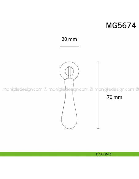 Pomolo pendente per mobile antico Metal Style Florence MG5674 disegno