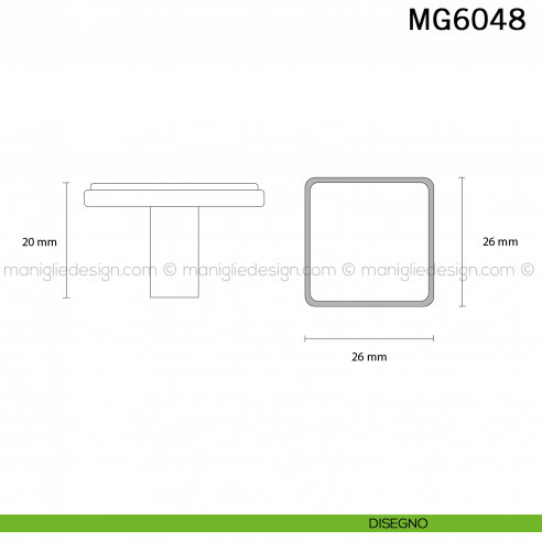 Pomolo classico quadrato per mobile Metal Style Florence MG6048 disegno
