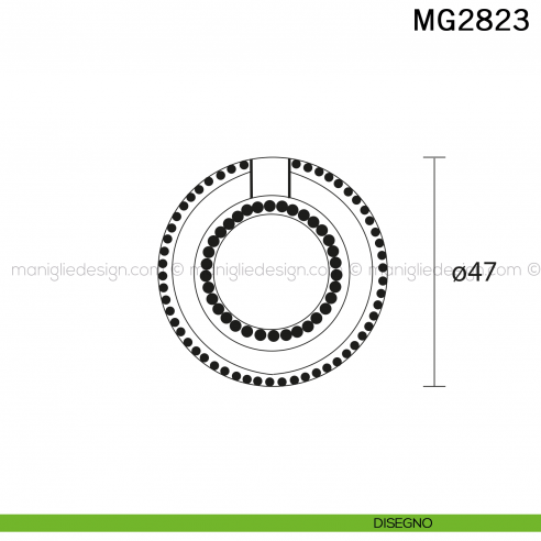 Maniglia pendente per mobile diametro 47 mm Metal Style Patinè BM MG2823 disegno