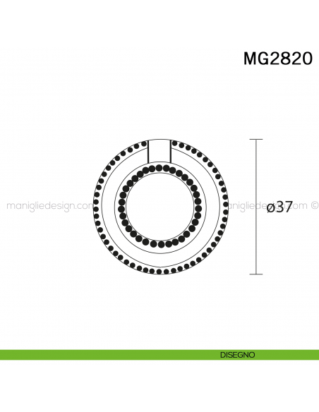 Maniglia pendente per mobile diametro 32 mm Metal Style Patinè BM MG2815 disegno